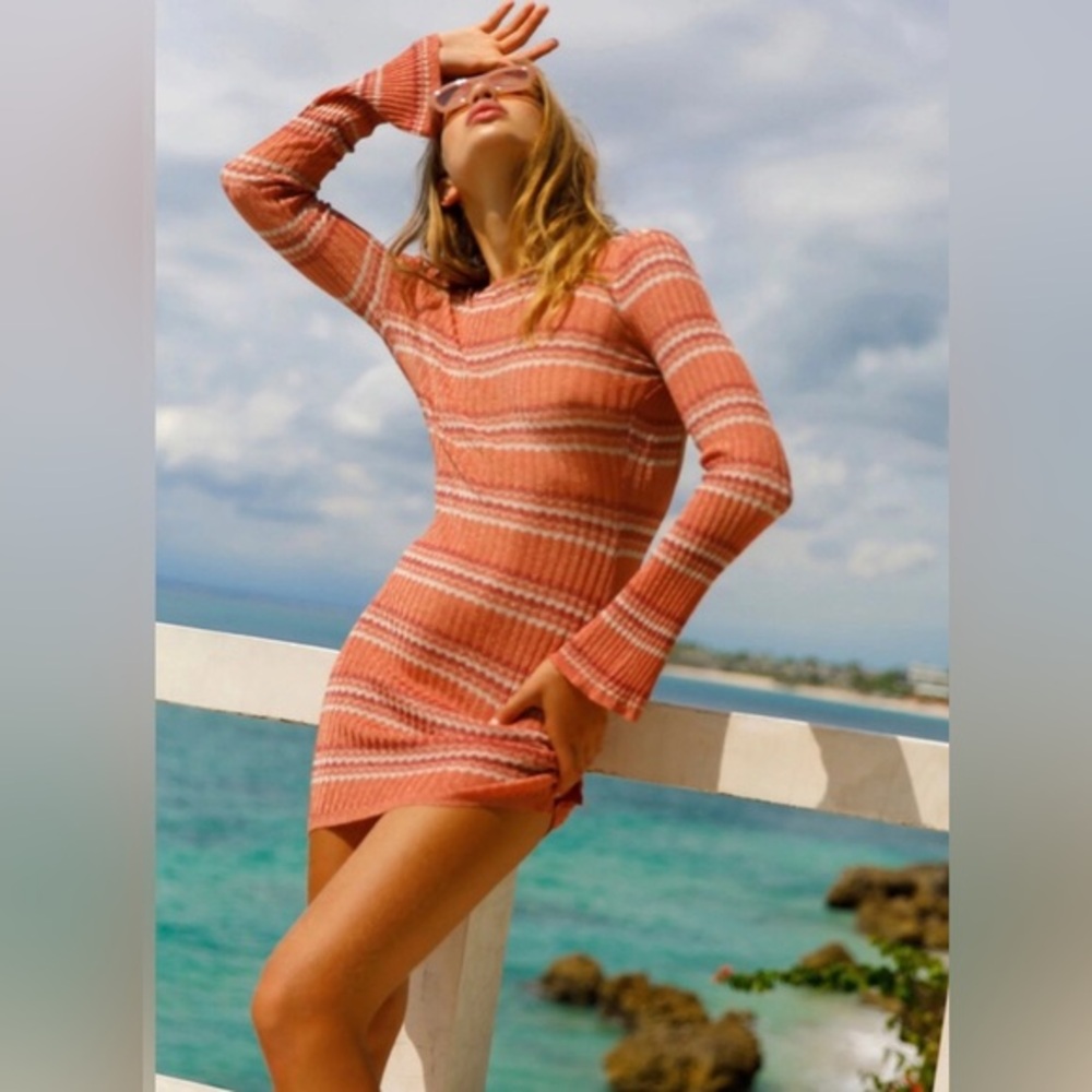 L*Space Waloma Mini Tunic Dress In Shimmy Shimmy Chevron Size Xs Brand New